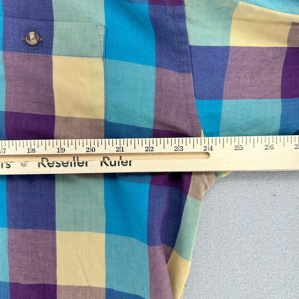 VTG London Fog Plaid Long Sleeve Button Up Shirt Single Needle Tailoring SZ L